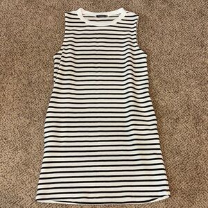 Staccato Black & White Striped Crewneck Dress Small